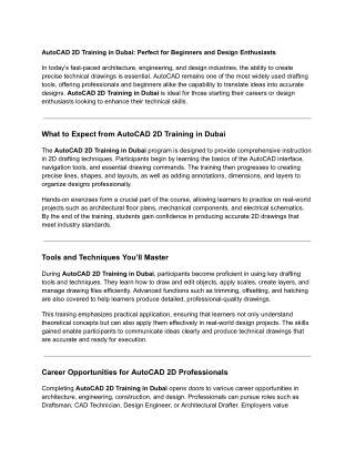 AutoCAD 2D Training in Dubai_ Perfect for Beginners and Design Enthusiasts