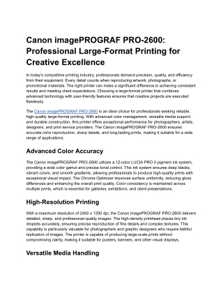 Canon imagePROGRAF PRO-2600