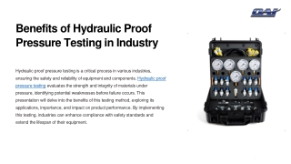 Benefits of Hydraulic Proof Pressure Testing in Industry