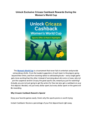 Unlock Exclusive Cricaza Cashback Rewards During the Women’s World Cup