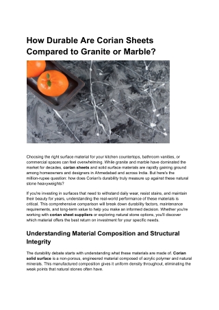 How Durable Are Corian Sheets Compared to Granite or Marble_