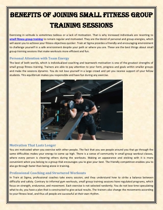 Benefits of Joining Small Fitness Group Training Sessions