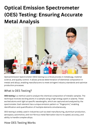 Optical Emission Spectrometer (OES) Testing Ensuring Accurate Metal Analysis