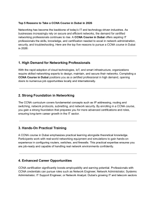 Top 5 Reasons to Take a CCNA Course in Dubai in 2025