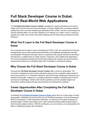 Full Stack Developer Course in Dubai_ Build Real-World Web Applications