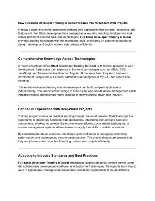 How Full Stack Developer Training in Dubai Prepares You for Modern Web Projects