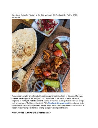Experience Authentic Flavours at the Best Merchant City Restaurant – Turkiye EFE