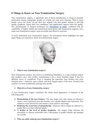 8 Things to Know on Nose Feminization Surgery