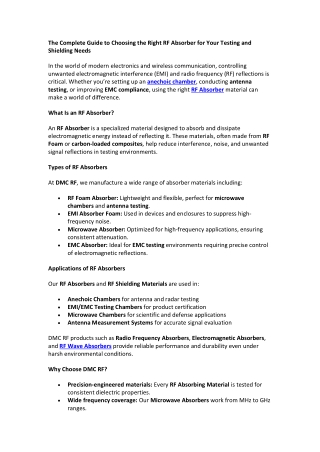 The Complete Guide to Choosing the Right RF Absorb