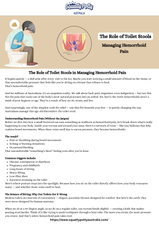 The Role of Toilet Stools in Managing Hemorrhoid Pain
