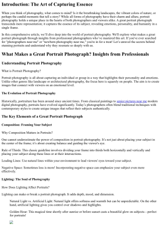 What Makes a Great Portrait Photograph? Insights from Professionals