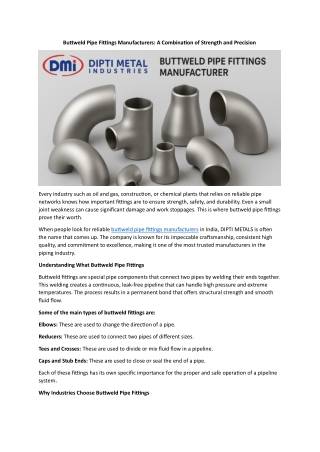 Buttweld Pipe Fittings Manufacturers