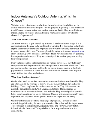 Indoor Antenna Vs Outdoor Antenna: Which to Choose?