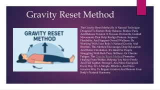 Gravity Reset Method