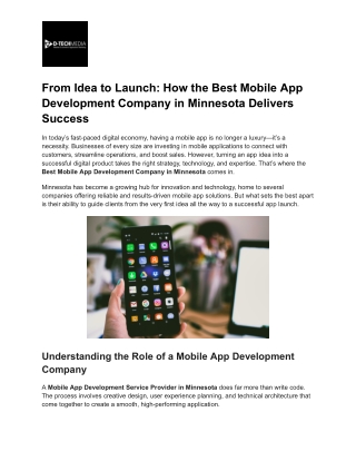 From Idea to Launch_ How the Best Mobile App Development Company in Minnesota Delivers Success