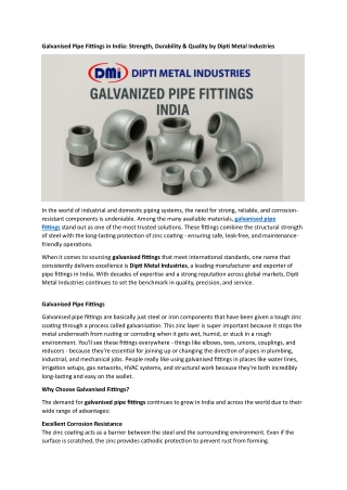Galvanised Pipe Fittings in India