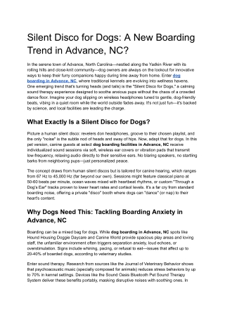 Silent Disco for Dogs_ A New Boarding Trend in Advance, NC