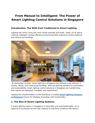 Inside the Future: Smart Lighting Control Solutions in Singapore for Smarter Liv