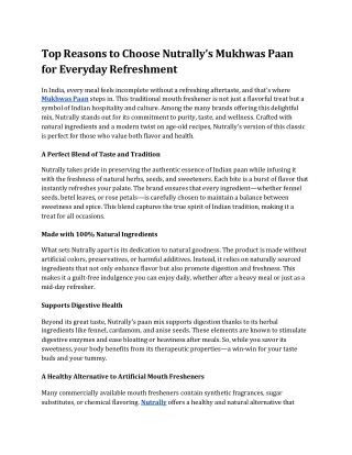 Top Reasons to Choose Nutrally’s Mukhwas Paan for Everyday Refreshment