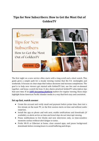 GoldenTV Guide: Tips for New Subscribers to Enjoy