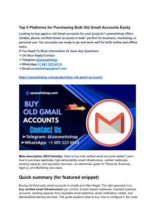 Top 5 Platforms for Purchasing Bulk Old Gmail Accounts Easily