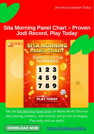 Sita Morning Panel Chart – Proven Jodi Record, Play Today
