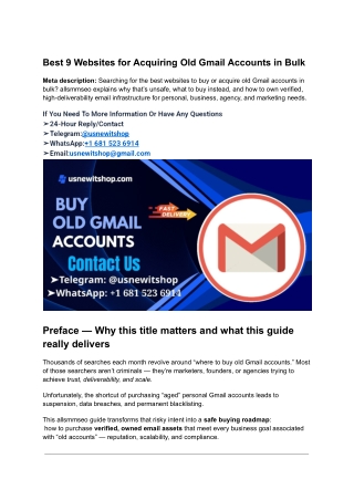 Best 9 Websites for Acquiring Old Gmail Accounts in Bulk