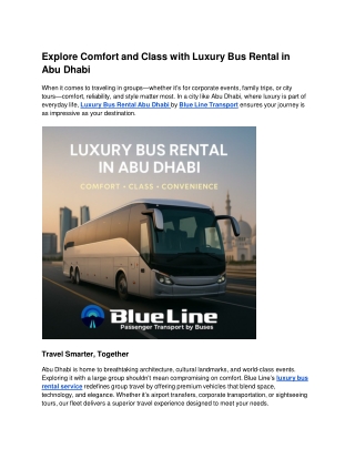 Explore Comfort and Class with Luxury Bus Rental in Abu Dhabi