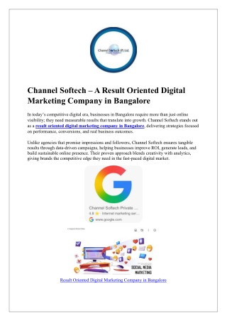 Channel Softech – A Result Oriented Digital Marketing Company in Bangalore