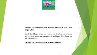 Credit Card Debt Settlement Attorney Florida  Credit Card Legal Clinic