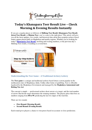 Today’s Khanapara Teer Result Live – Check Morning & Evening Results Instantly