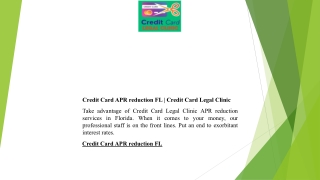 Credit Card APR reduction FL  Credit Card Legal Clinic