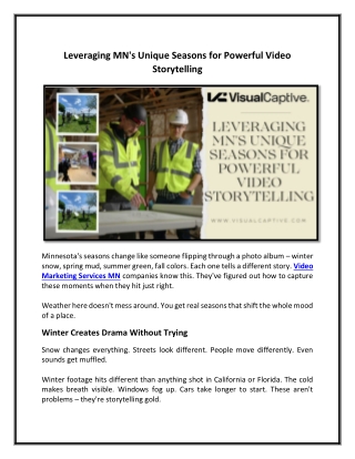 Leveraging MN's Unique Seasons for Powerful Video Storytelling