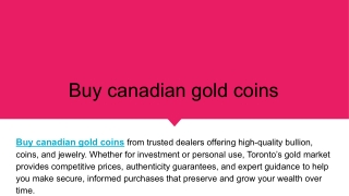 Buy canadian gold coins