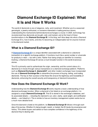 Diamond Exchange ID Explained_ What It Is and How It Works