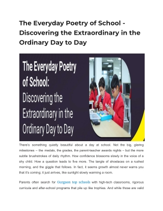 The Everyday Poetry of School - Discovering the Extraordinary in the Ordinary Day to Day