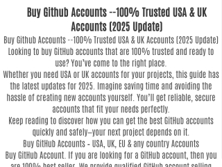 Buy Github Accounts --100% Trusted USA & UK Accounts (2025 Update)