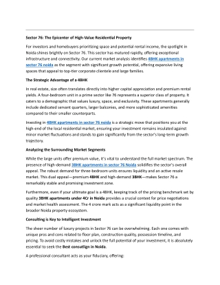 Maximizing Value Targeting 4BHK Apartments in Sector 76 Noida for Premium Returns