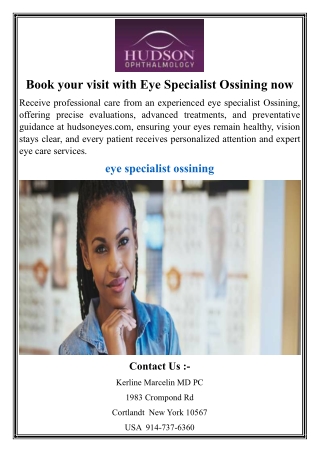 Book your visit with Eye Specialist Ossining now