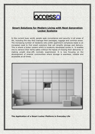 Smart Solutions for Modern Living with Next Generation Locker Systems