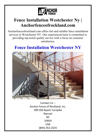 Fence Installation Westchester Ny | Anchorfenceofrockland.com