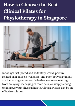 How to Choose the Best Clinical Pilates for Physiotherapy in Singapore