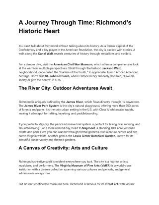 A Journey Through Time: Richmond's Historic Heart