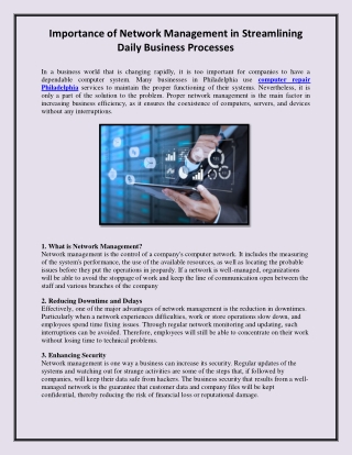 Importance of Network Management in Streamlining Daily Business Processes
