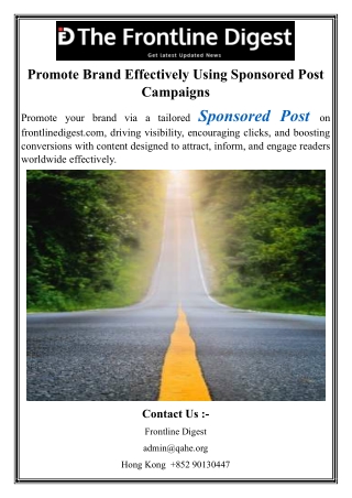 Promote Brand Effectively Using Sponsored Post Campaigns