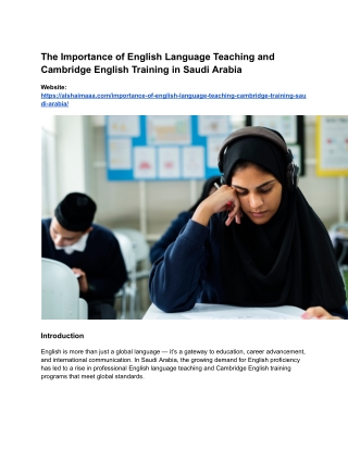 English Language Teaching & Cambridge Training in Saudi Arabia