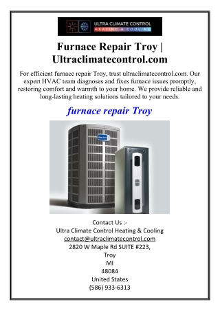 Furnace Repair Troy | Ultraclimatecontrol.com