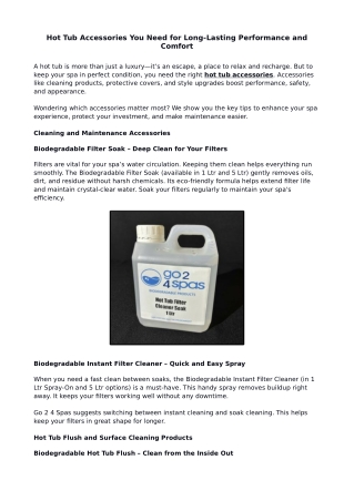 Hot Tub Accessories You Need for Long-Lasting Performance and Comfort