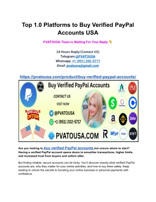 Top 1.0 Platforms to Buy Verified PayPal Accounts USA