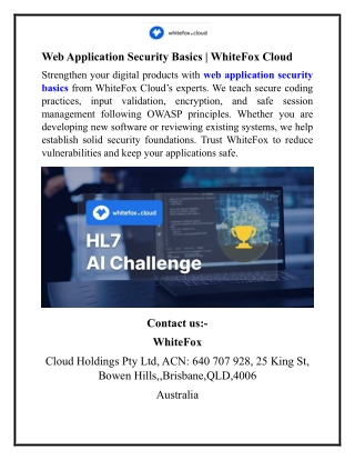 Web Application Security Basics WhiteFox Cloud